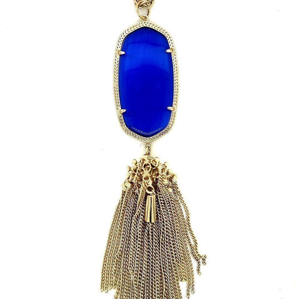 Kendra‎ Scott Rayne Tassel Navy Cat’s Eye Necklace